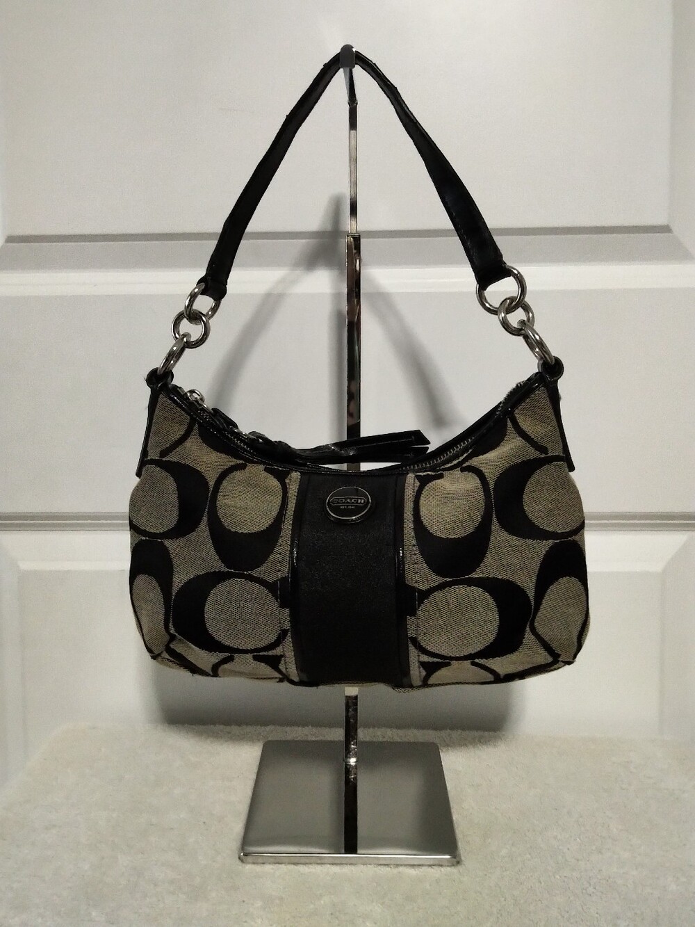Vintage Coach Black Canvas Convertable Shoulder Bag- Y2K Aesthetic